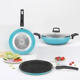 ?Borosil ?Blue ?Aluminium Pot & Pan Sets-38