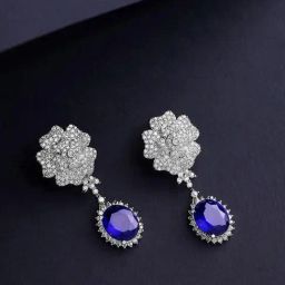 Priyaasi Blue American Diamond Studded Drop Earring-image-64