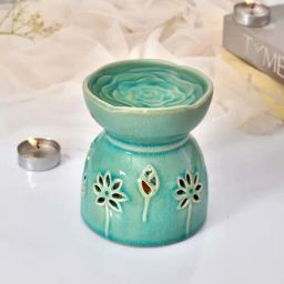 Tayhaa Blue Ceramic Floral Cut Design Oil Diffuser-38