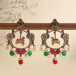 Priyaasi Ruby Artificial Stones Studded Drop Earring-23