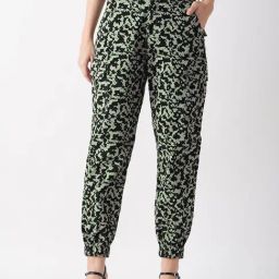 Globus Mint Green & Black Cotton Camo Print Regular Fit Mid Rise Joggers-picture-13