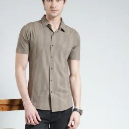 Monte Carlo Brown Slim Fit Printed Shirt-image-85