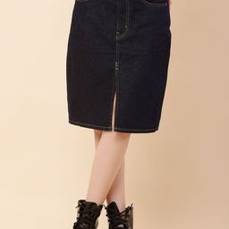 NoBarr Women Denim Front Slit Midi Skirt-image-29
