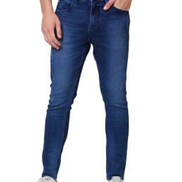 Spykar Blue Cotton Tapered Fit Distressed Jeans-image-89