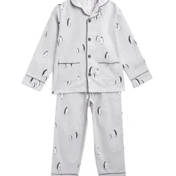 Cherry Crumble by Nitt Hyman Kids Grey Printed Animal Printed Nightsuit-image-36