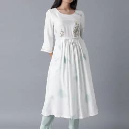W White Printed Flared Kurta-picture-6