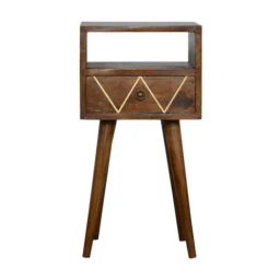 Artisan Furniture Geometric Brown Small Inlay Bedside Table-image-72