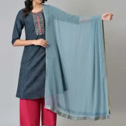 W Sky Blue Plain Dupatta-2