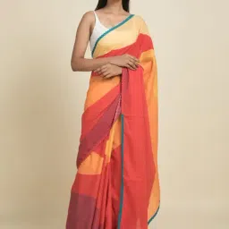 Suta Orange & Yellow Pure Cotton Saree Without Blouse-picture-43