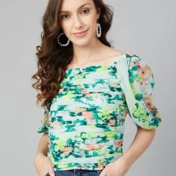 Rare Green Floral Print Top-image-56