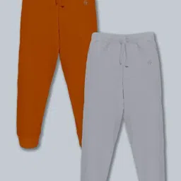 Kiddopanti Kids Brown & Grey Cotton Regular Fit Trackpants (Pack of 2)-picture-16