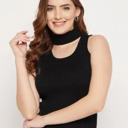 MADAME Black Slim Fit Top-29