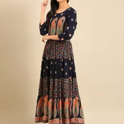 showoffff SHOWOFF Navy Cotton Embellished Anarkali Kurta-picture-48
