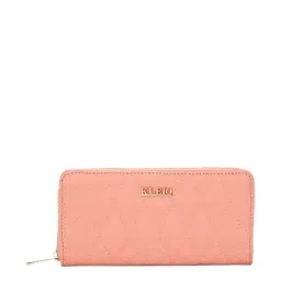 KLEIO Peach Quilted Zip Around Wallet for Women-48