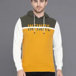 Club York Mustard & Grey Regular Fit Colour-Block Hooded Sweatshirt-image-84