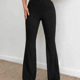 Broadstar Black Relaxed Fit High Rise Flared Trousers-picture-32