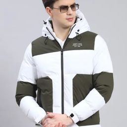 Monte Carlo Olive Regular Fit Colour Block Hooded Jacket-image-35
