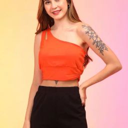 Globus Orange Slim Fit Crop Top-image-96