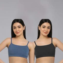AROUSY Blue & Black Cotton Beginner's Bra - Pack Of 2-picture-33