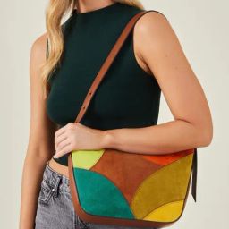 Accessorize London Brown Color Block Shoulder Handbag-16