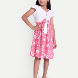 FEBVIBE Floral Print Cape Sleeve Fit & Flare Dress-image-92