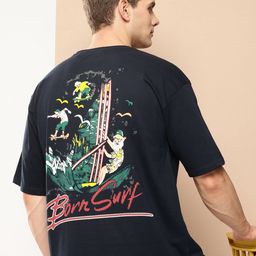 FROSEN FOX Graphic Printed Drop-Shoulder Sleeves Oversized T-shirt-image-45