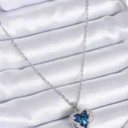 Estailo fashion Women Silver-Plated Cubic Zirconia-Studded Heart Shaped Pendant With Chain-image-73