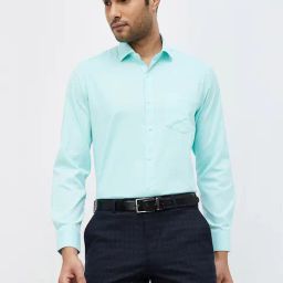 Code by Lifestyle Mint Blue Regular Fit Textured Shirt-26