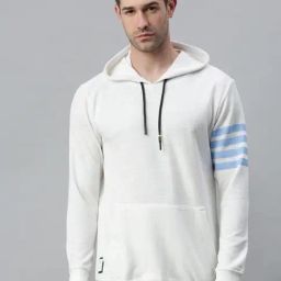 SHOWOFF White Cotton Slim Fit Solid Sweatshirt-picture-25