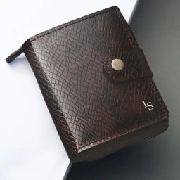 Louis Stitch Brown Textured Leather Medium Zip Around Wallet-picture-10