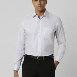 Van Heusen White Cotton Regular Fit Printed Shirt-picture-1