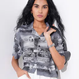 People Women Typography Printed Shirt Collar Shirt Style Top-picture-37