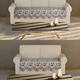 Fashion Throw Beige & Grey Printed Velvet 2 Piece Sofa Cover-image-80