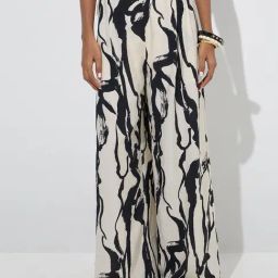 Wardrobe by Westside Off-White Abstract High-Rise Cotton Trousers-image-83