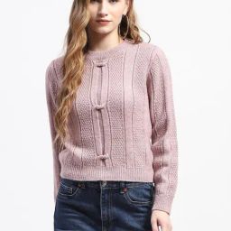 MADAME Mauve Self Design Sweater-picture-7