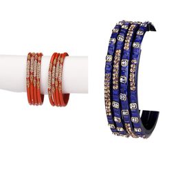 SOMIL Set Of 12 Red Alloy Artificial Stones & Beads Bangles-picture-37