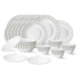 Larah by Borosil Ora Gold Fluted White Opalware 31 Pieces Dinner Set-1