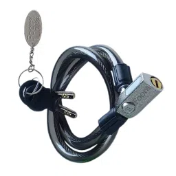 Foora 22 inch Steel Multipurpose Cable Lock Black with 2 Keys & Keychain, CL-01-1