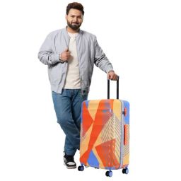 Nasher Miles Chicago Hard Polycarbonate Printed Check-in Luggage Orange Blue (75cm) Trolley Bag-37