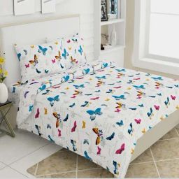 Haus & Kinder Multicolor 186 TC Cotton King Bedsheet with 2 Pillow Covers-image-64