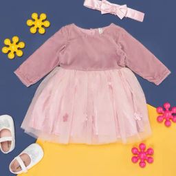 Pantaloons Baby Peach Solid Full Sleeves Dress with Hairband-image-87