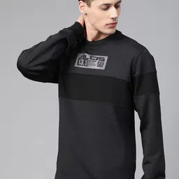 Alcis Men Charcoal Grey Solid Running Sweatshirt image 3