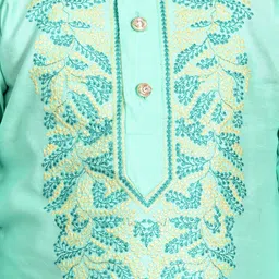 NFC CREATION Boys Ethnic Motifs Embroidered Regular Thread Work Dupion Silk Kurta with Patiala image 2