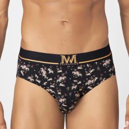 Macroman Black Tencel Regular Fit Print Briefs-image-23