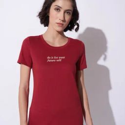 Ajile by Pantaloons Red Alert Solid T-Shirt-image-4