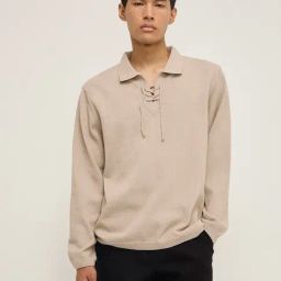 ETA by Westside Beige Criss-Cross Detailed Relaxed-Fit Sweater-image-71