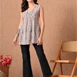 Anouk Rustic Ethnic Motifs Printed V-Neck Anarkali Kurti-image-26