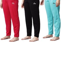 Pack of 3 Women Cotton Regular Fit Pyjama with Side Pockets-image-113
