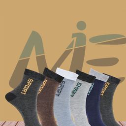 MJE Pack Of 6 Patterned Cotton Ankle Length Socks-57