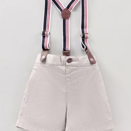 Kookie Kids Cotton Shorts With Suspenders Solid- Beige-image-59